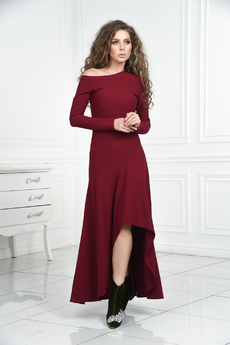 Длинное платье бордового цвета Mondigo