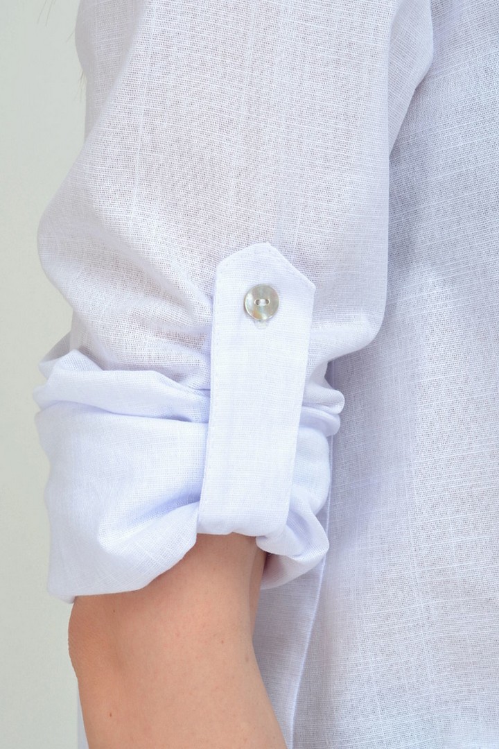 Фото товара 19822, белая льняная блузка
