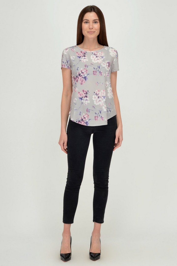 Фото товара 19977, серая блузка с цветами